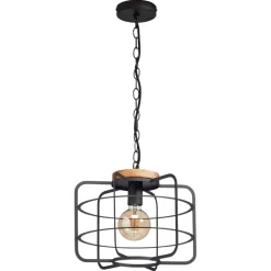 Kwantum Hanglampen*Hanglamp Wood 1-Lichts Zwart