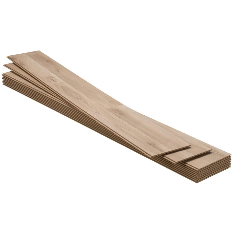 Kwantum Tegellook Laminaat|Extra Breed Laminaat*Laminaat Crestwood Naturel Eiken Je berekent hoeveel meters je nodig hebt door lengte en breedte in te vullen