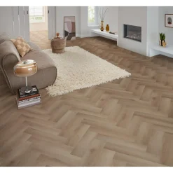 Kwantum Visgraat Pvc|Plak Pvc-Vloeren*Plak PVC Camrose Beige Eiken Visgraat